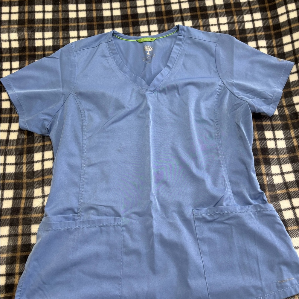 Healing Hands Blue Scrub Top